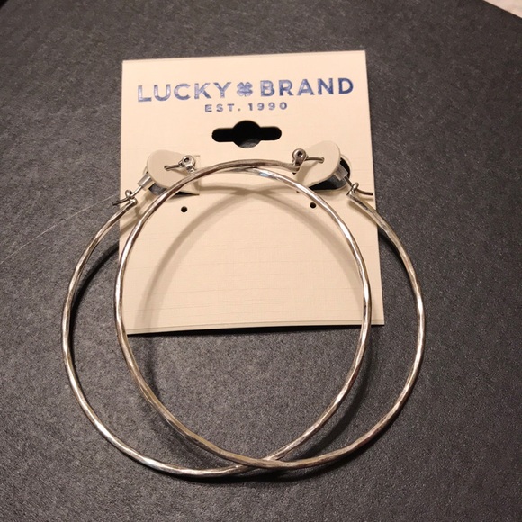 LAST PAIR!! NEW big hammered silver hoop earrings - Picture 3 of 8